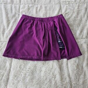 Le Coq Sportif Purple Pleated Tennis Skirt with built-in shorts. Medium.